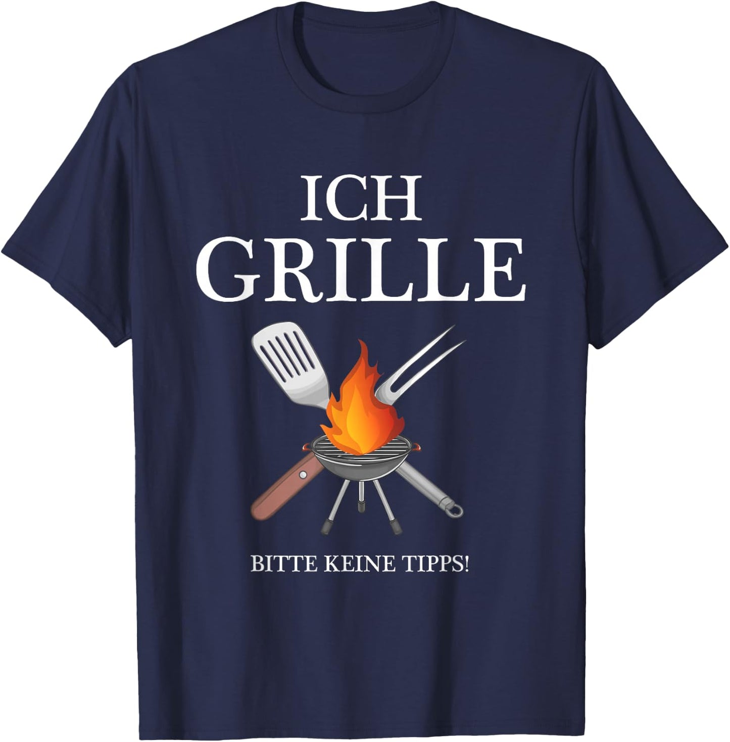 Lustige Grillen BBQ Geschenke für Männer am Grill - ICH GRILLE Bitte keine Tipps - BBQ Grillmeister Griller Schwarz Klein EU 38-40 T-Shirt - T-Shirt | Navy