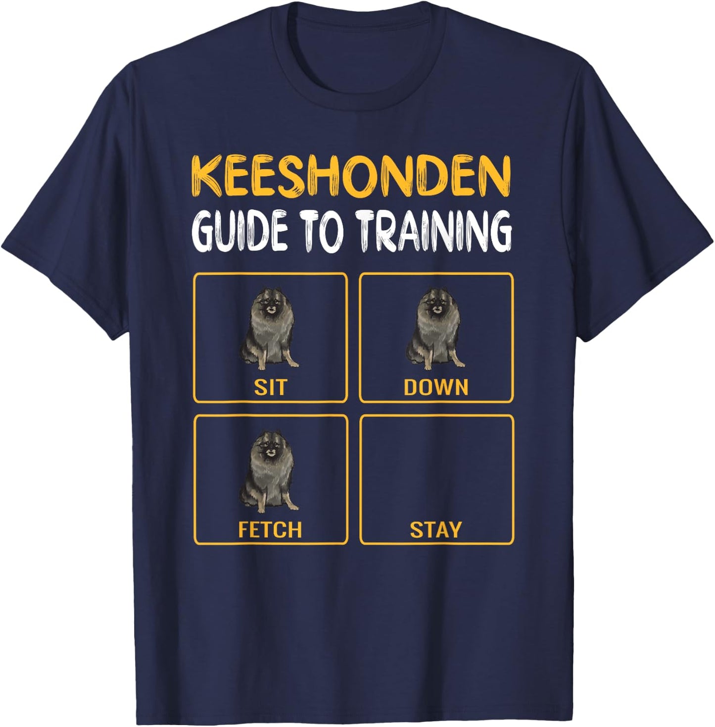 Keeshond Guide Dog Training , Black, S T-Shirt - T-Shirt | Navy