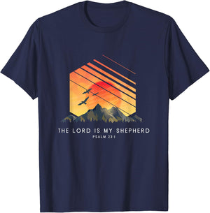The Lord Is My Shepherd Psalm 23:1 - Religious Bible Verse T-Shirt - T-Shirt | Navy