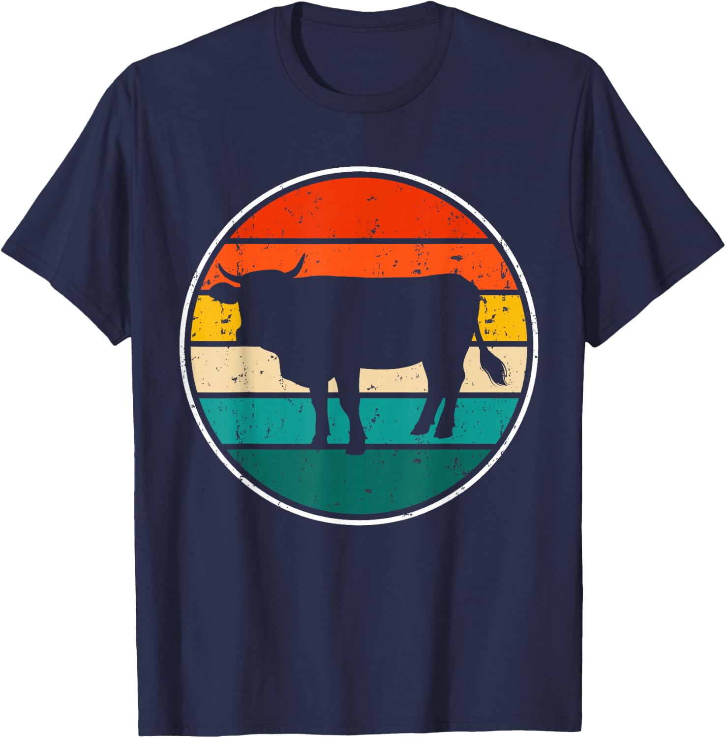 Cow Sunset Vintage T-Shirt - T-Shirt | Navy