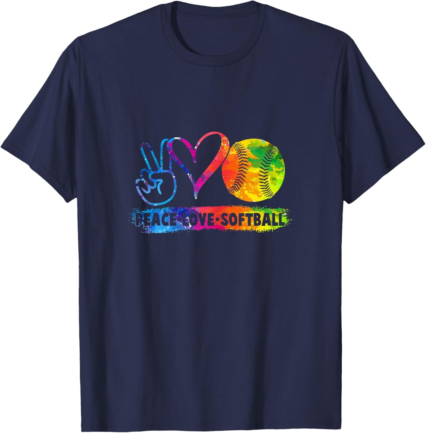Softball Shirt Girls Softball Peace Love Softball T-Shirt - T-Shirt | Navy