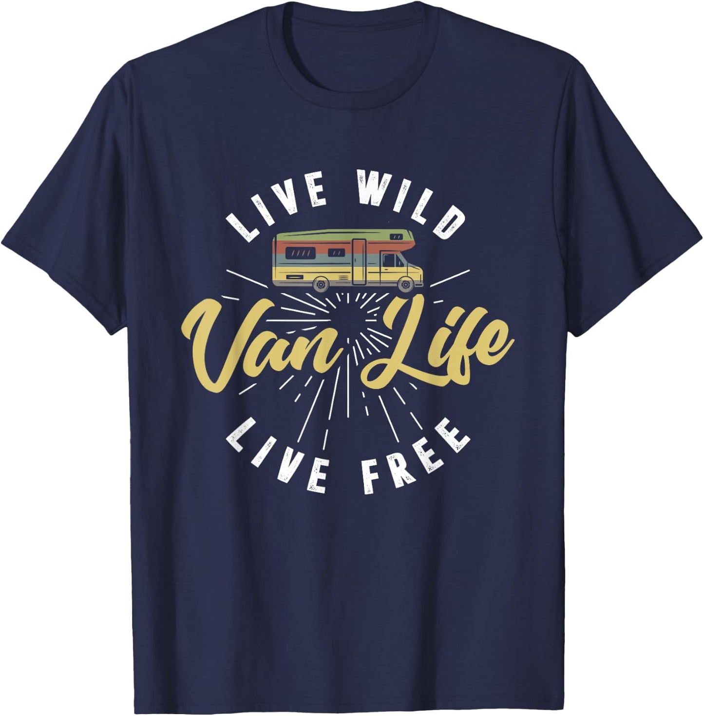Van Life Retro Vintage Van Dwellers T-Shirt - T-Shirt | Navy