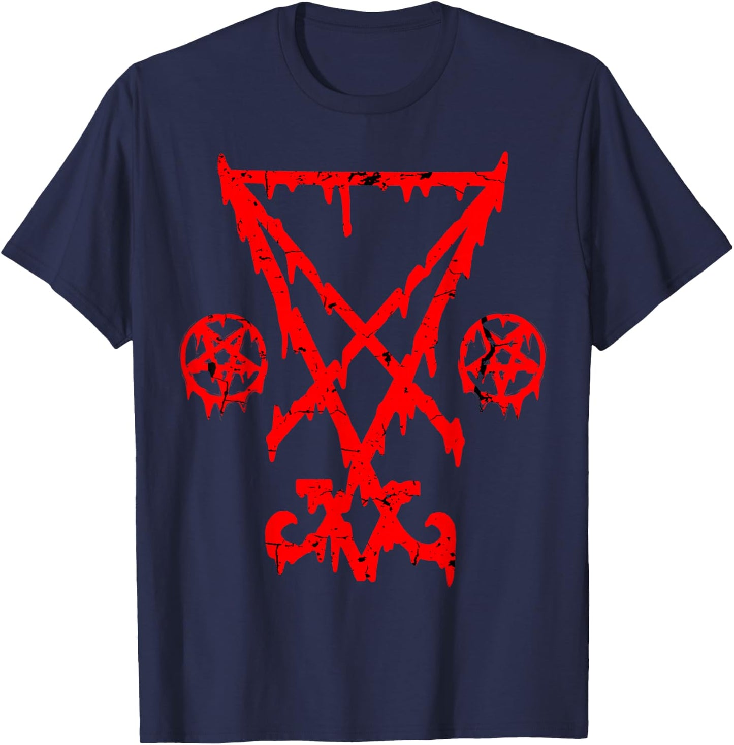 Lucifer Sigil Pentagram Devil Satanic Pentacle Gothic Satan T-Shirt - T-Shirt | Navy