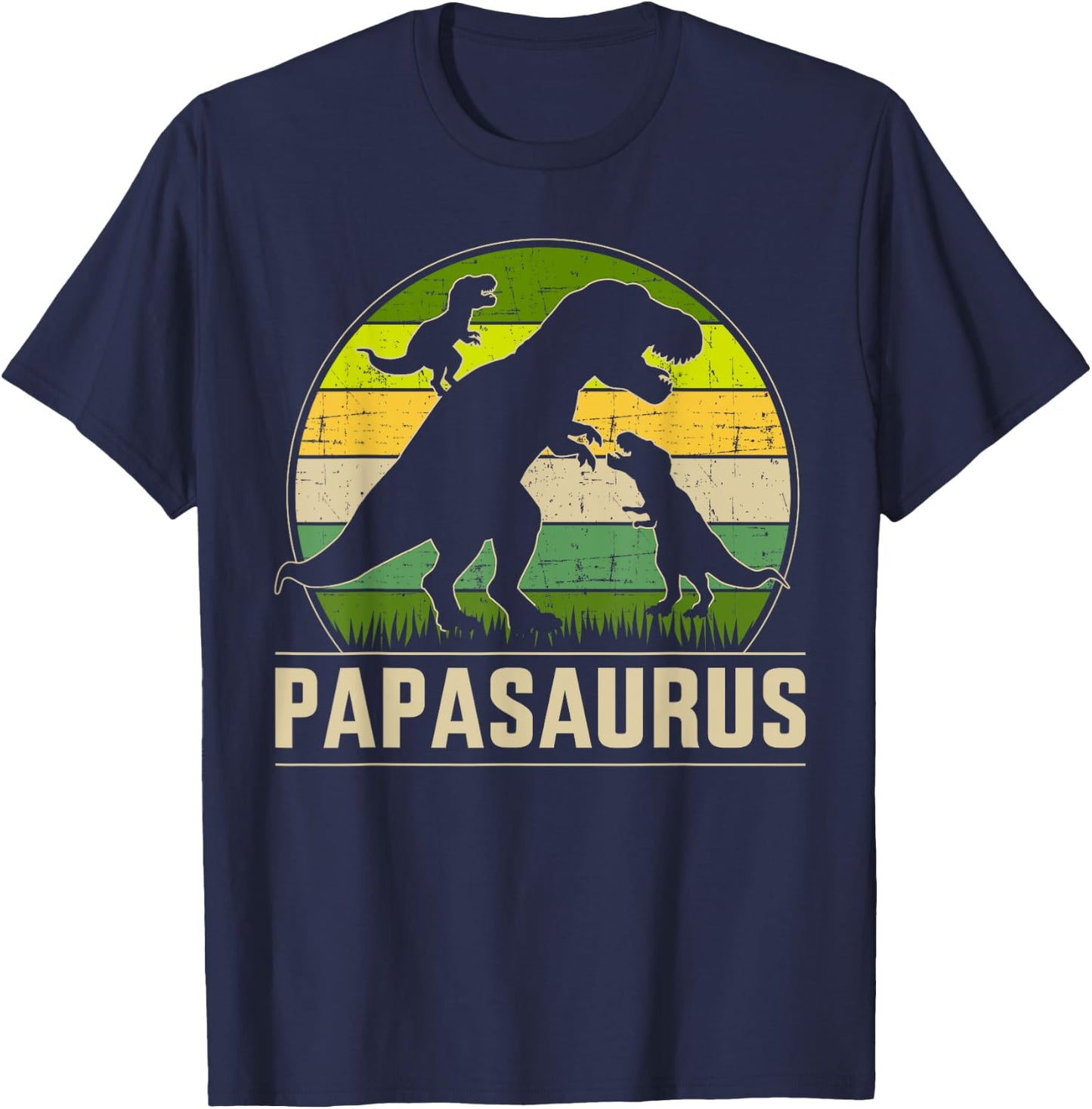 Papasaurus zwei Kinder für Papa zum Vatertag Weihnachten T-Shirt - T-Shirt | Navy