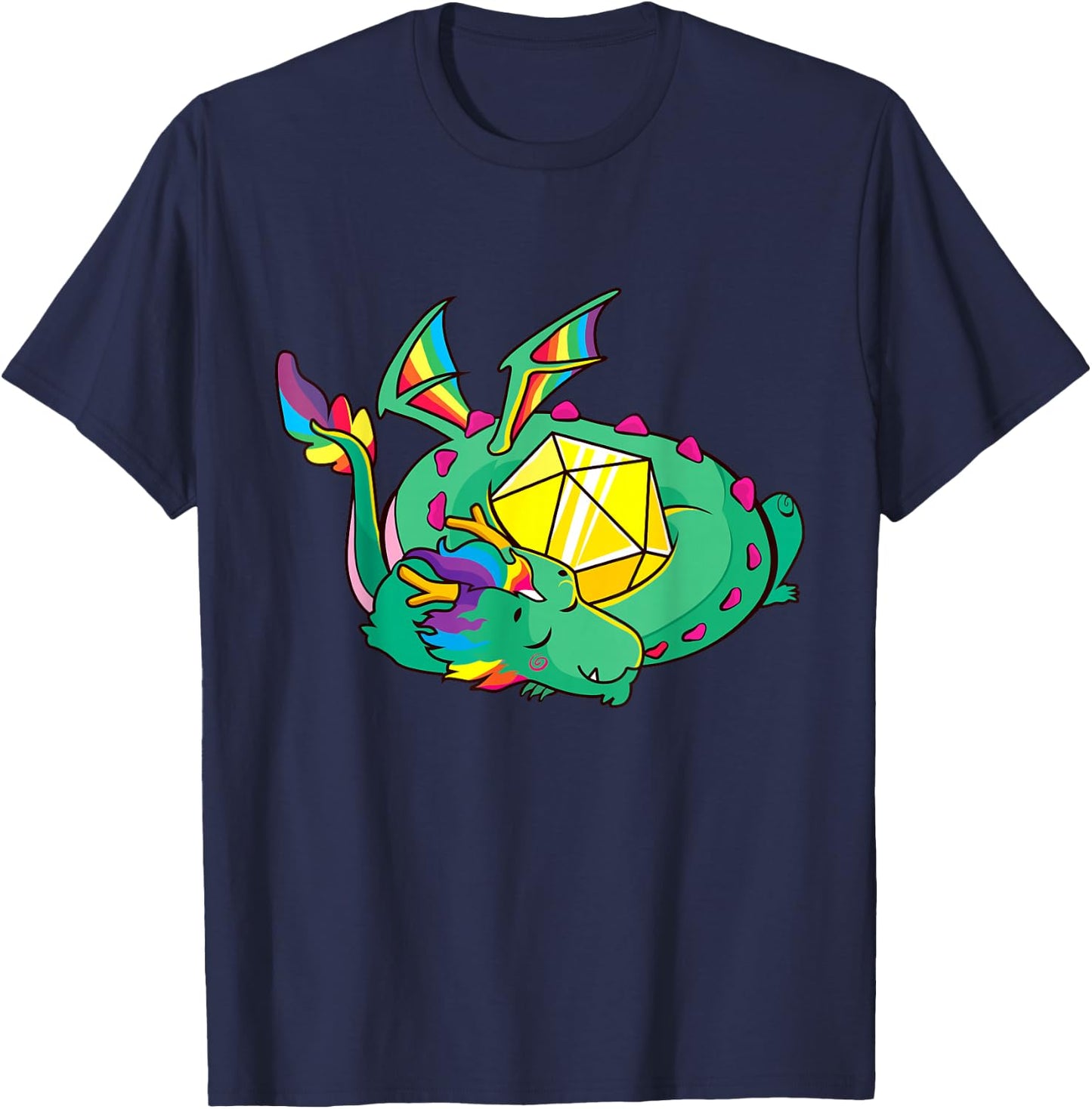 Kawaii Dragon D20 Dice Rolepaying Games TTRPG Boys Kids Men T-Shirt - T-Shirt | Navy