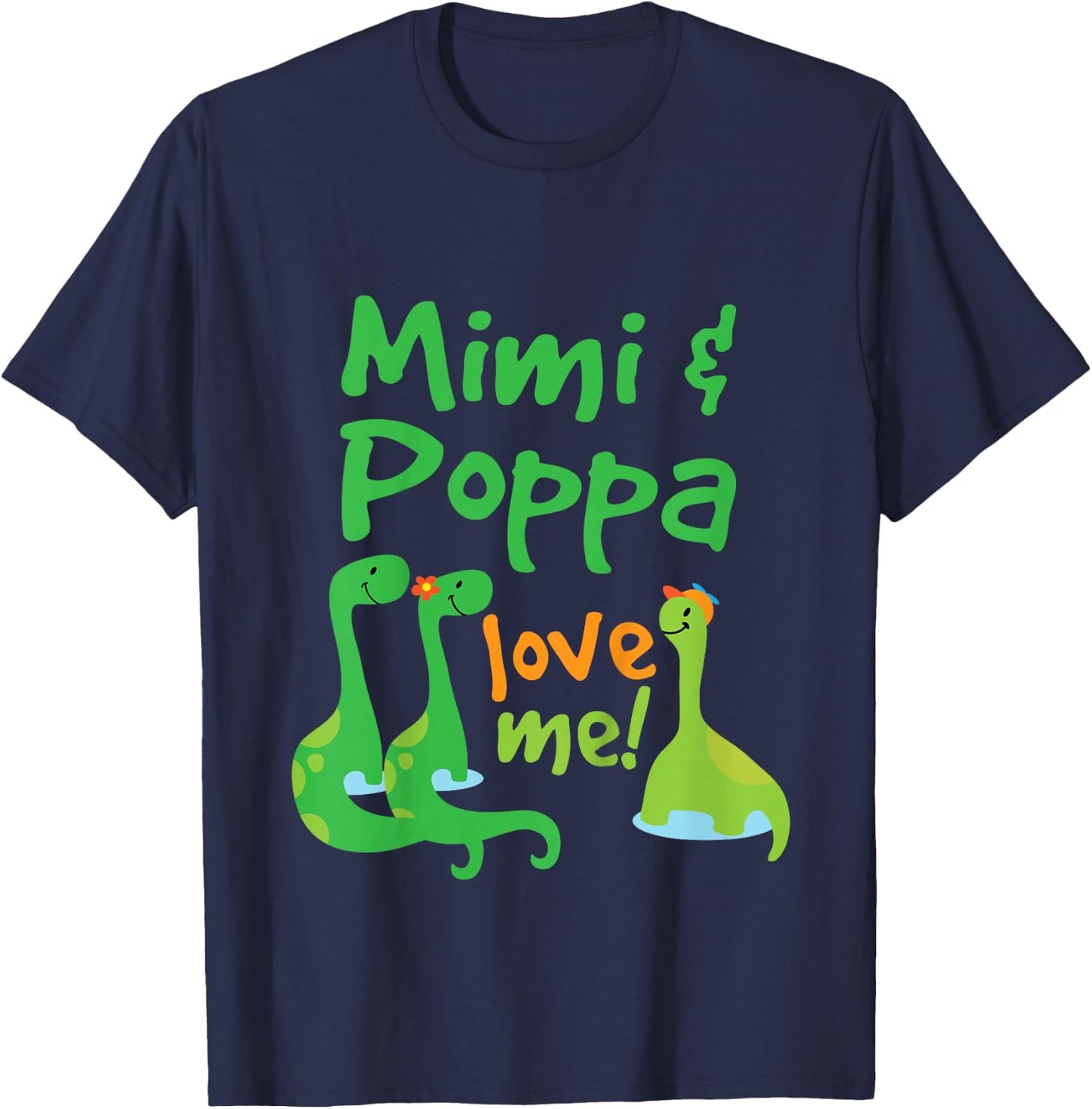 Kids Mimi And Poppa Love Me Grandson Dinosaurs T-Shirt - T-Shirt | Navy