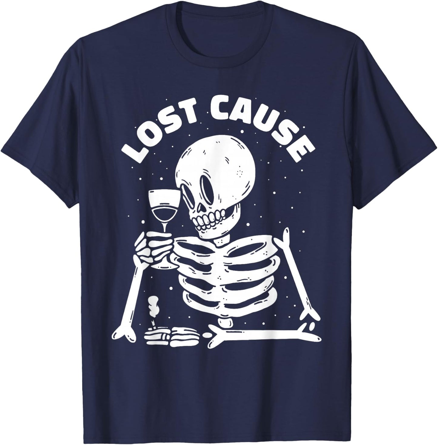 Lost Cause Skeleton Sarcastic Dark Humor Gothic Doomer Art T-Shirt - T-Shirt | Navy