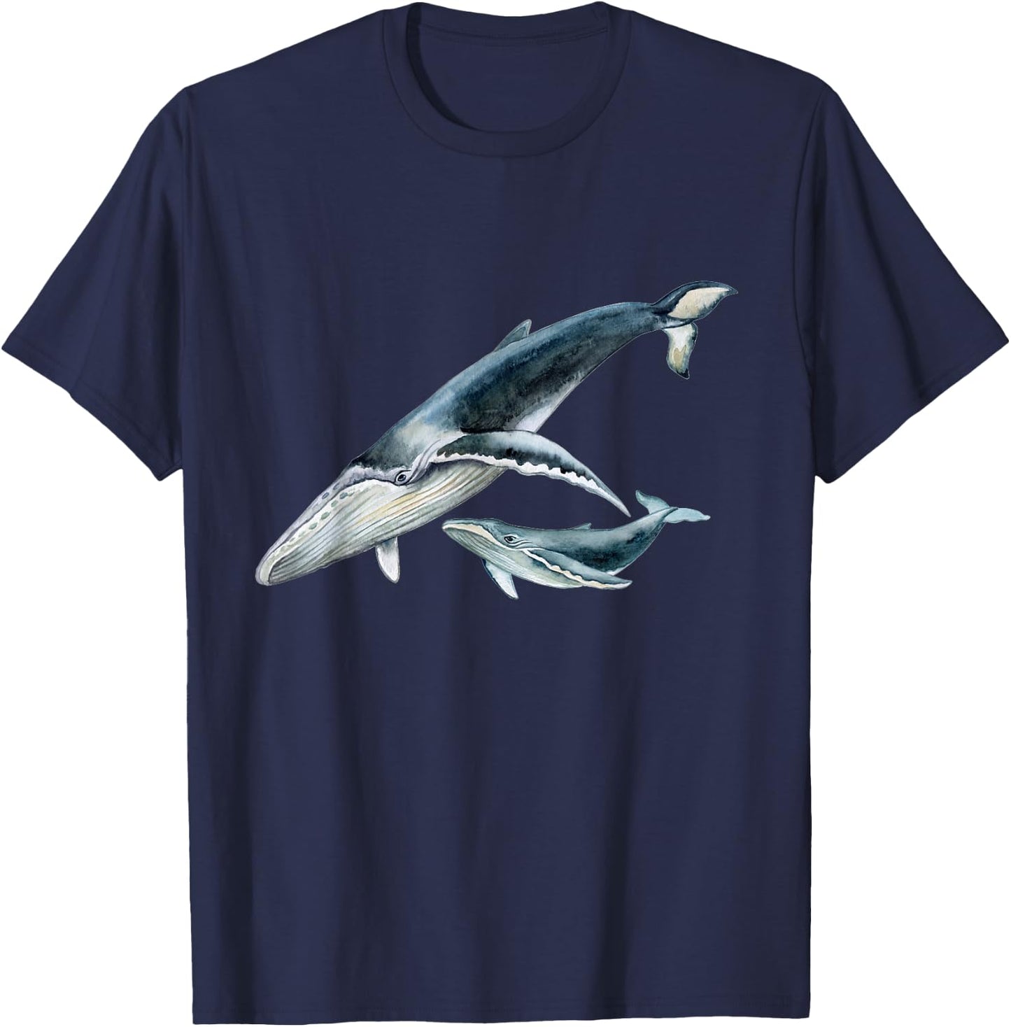 #snirt Blauwal mit Kalb Wal Buckelwal Baby Wal T-Shirt - T-Shirt | Navy