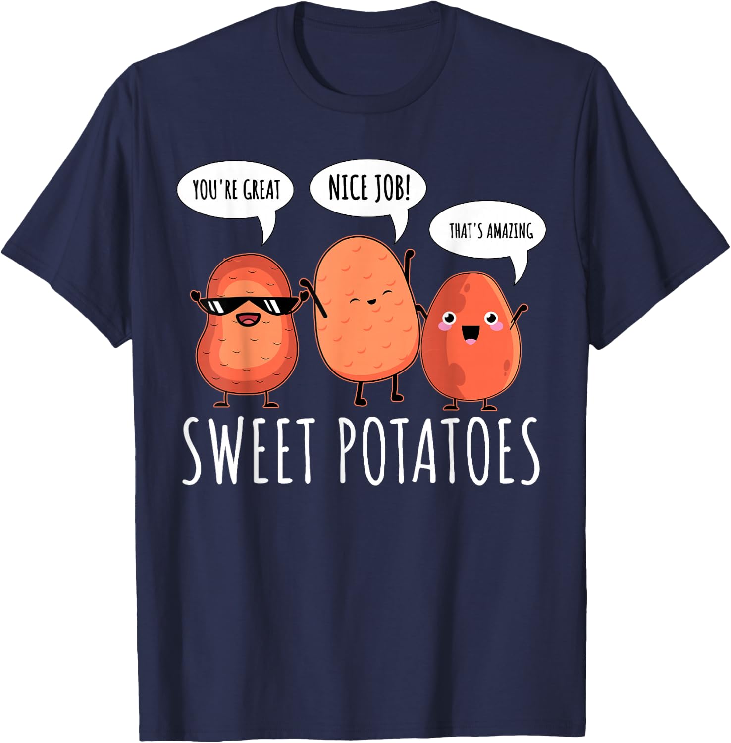 Sweet Potato Motivation Root Vegetable Camote Vegetarian T-Shirt - T-Shirt | Navy
