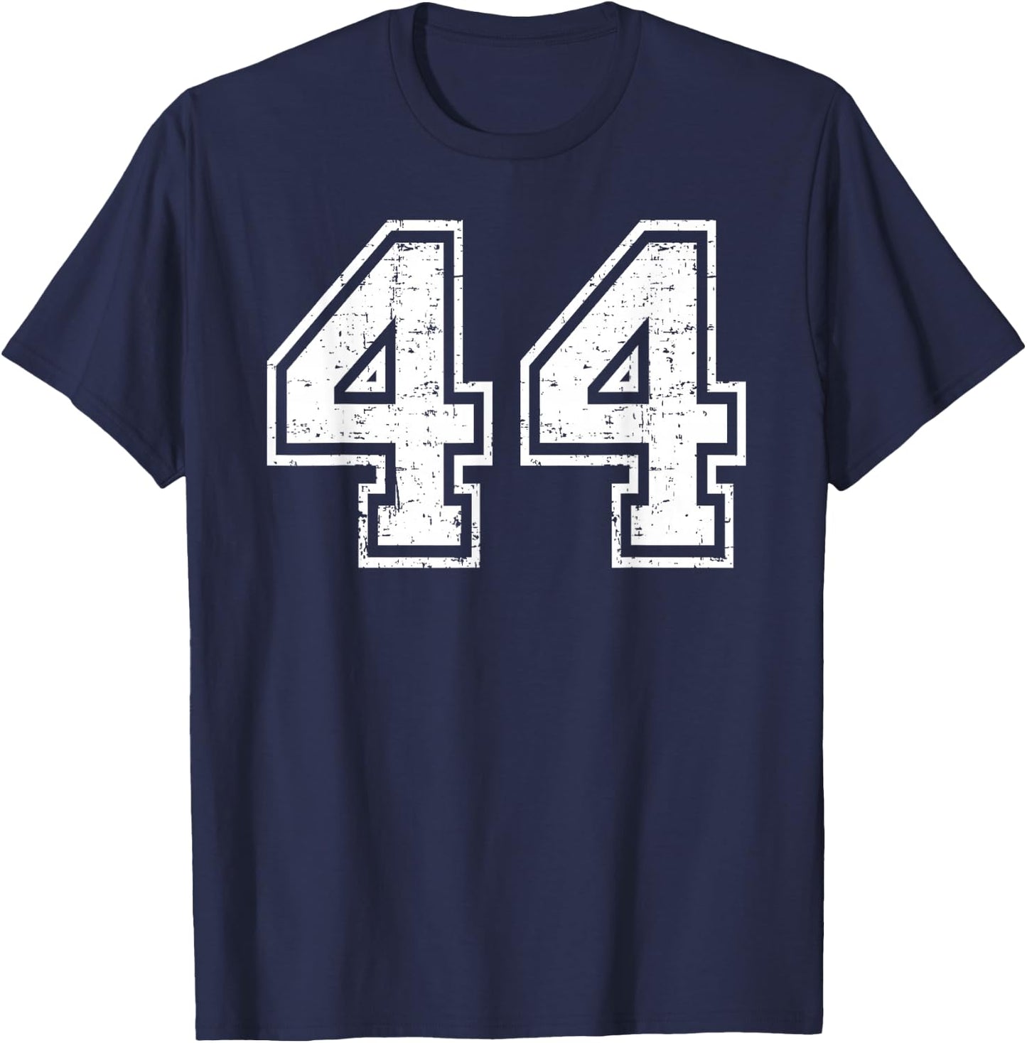 44 Number Forty-Four Team Sports Grunge Varsity Matching T-Shirt - T-Shirt | Navy