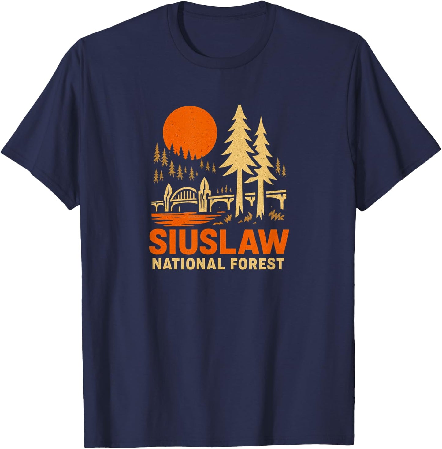 Siuslaw National Forest Vintage Style Design T-Shirt - T-Shirt | Navy