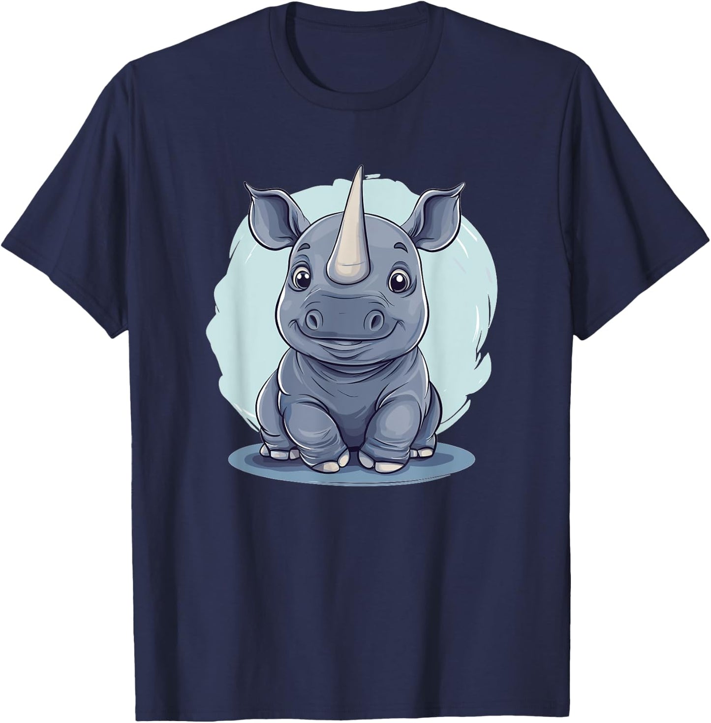 Cute Baby Rhino Illustration T-Shirt - T-Shirt | Navy