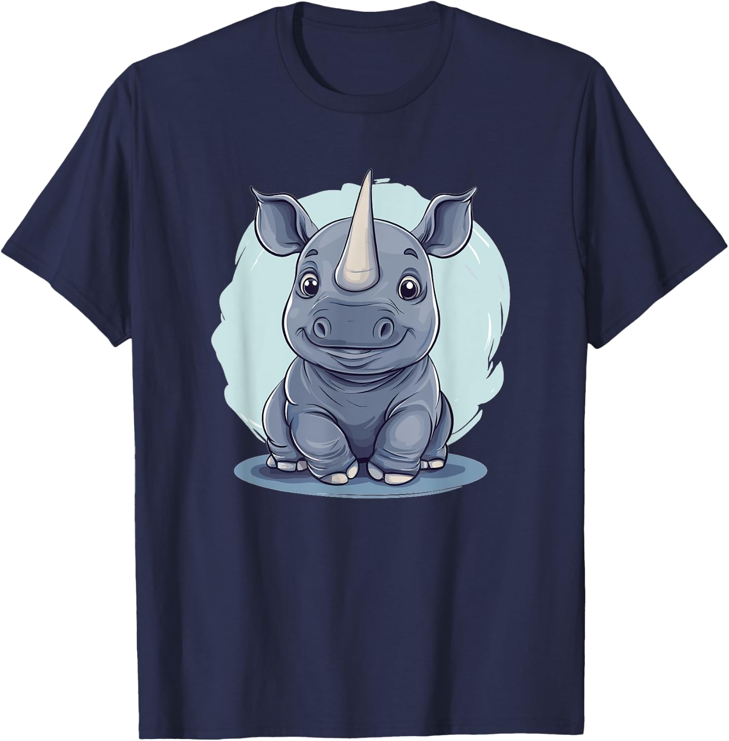 Cute Baby Rhino Illustration T-Shirt - T-Shirt | Navy