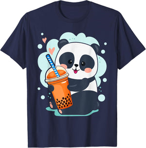 Kawaii Panda Anime Boba Drink Bubble Tea Tapioca Small T-Shirt - T-Shirt | Navy