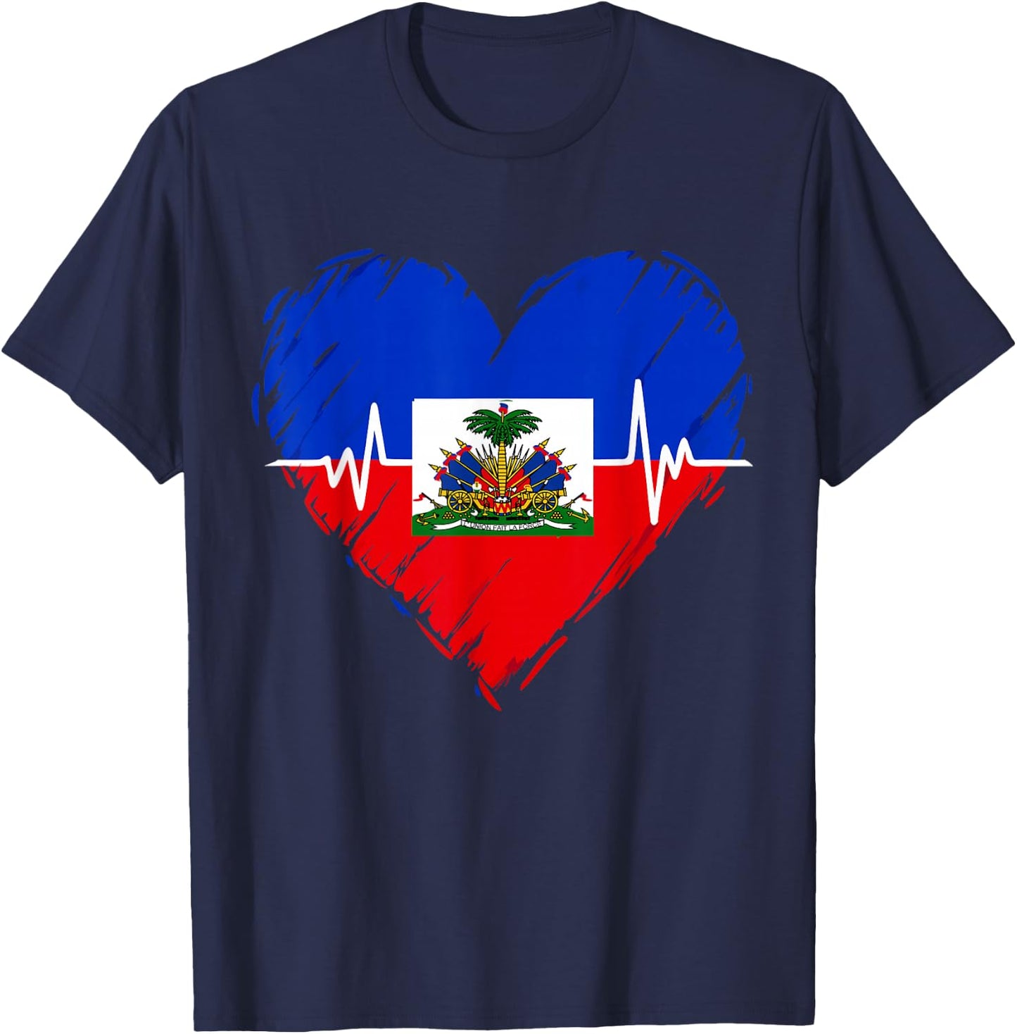 Haitian Flag Day Love Haiti Heart Haitian Roots Haiti Flag T-Shirt - T-Shirt | Navy