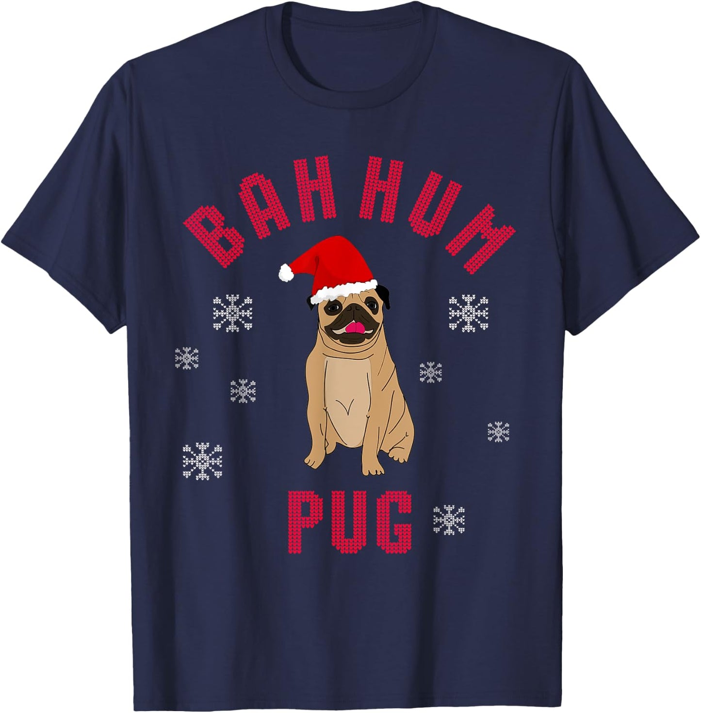 Bah Hum Pug - Funny Novelty Christmas T Shirt T-Shirt - T-Shirt | Navy