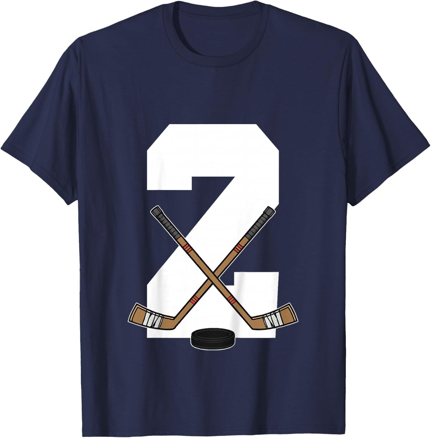 Kids Ice Hockey Kids Toddler Boys 2nd Birthday Ice Hockey T-Shirt - T-Shirt | Navy