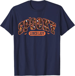 Spooky School Lunch Lady Era Halloween Fall Season Cafeteria T-Shirt - T-Shirt | Navy