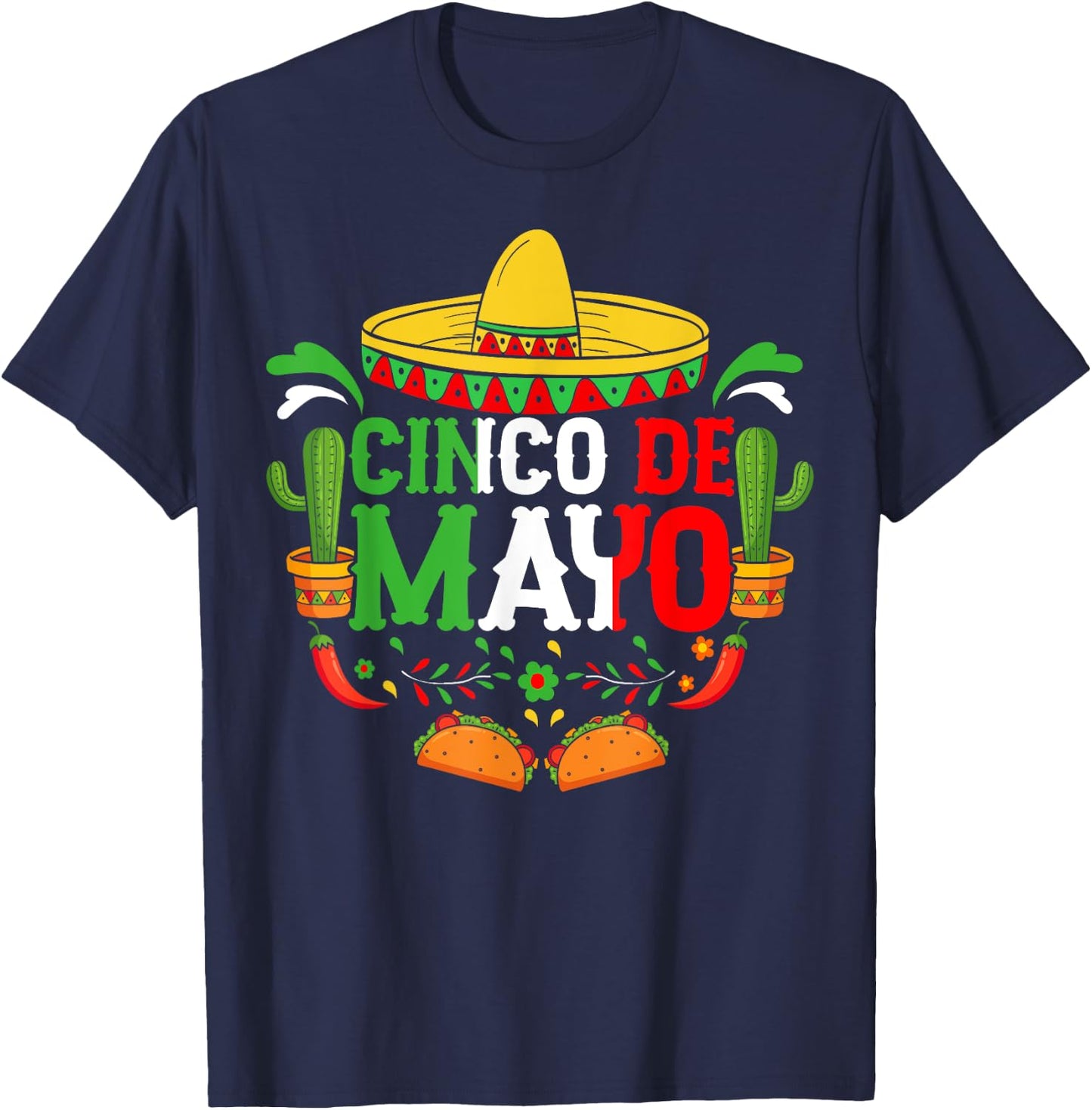 Cinco De Mayo Lets Fiesta Squad 5 De Mayo Mexican Men Women T-Shirt - T-Shirt | Navy