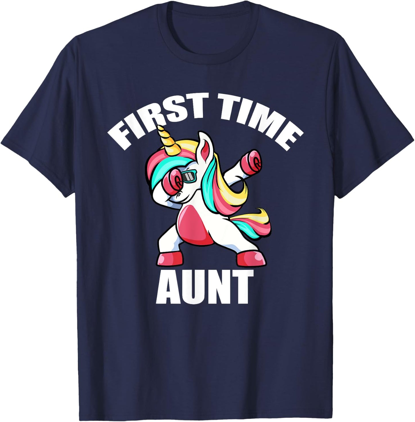 Unicorn First Time Aunt 2022 Shirt, Promoted To Aunt 2022 T-Shirt - T-Shirt | Navy