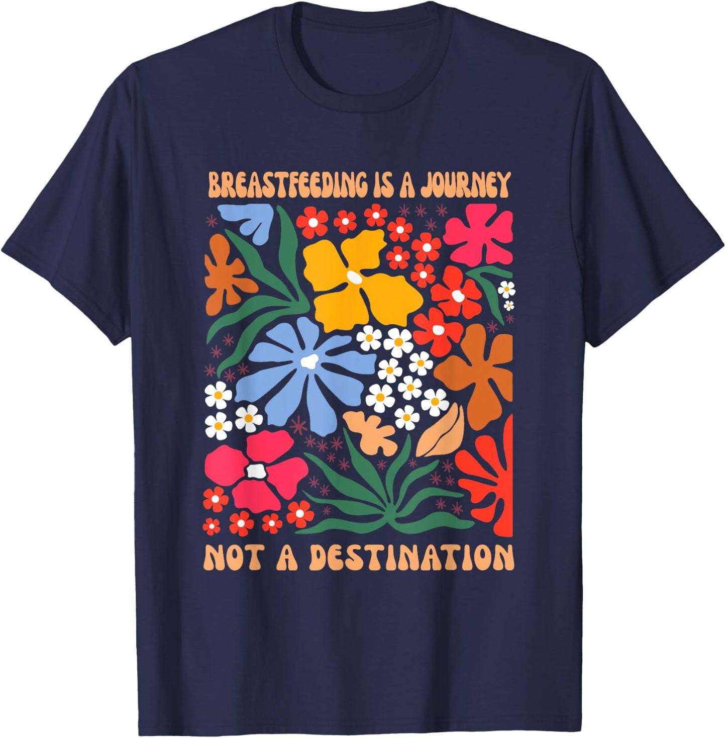 Lactivist IBCLC Breastfeeding Consultant Women's Floral Boho Black , Small, Short Sleeve T-Shirt - T-Shirt | Navy