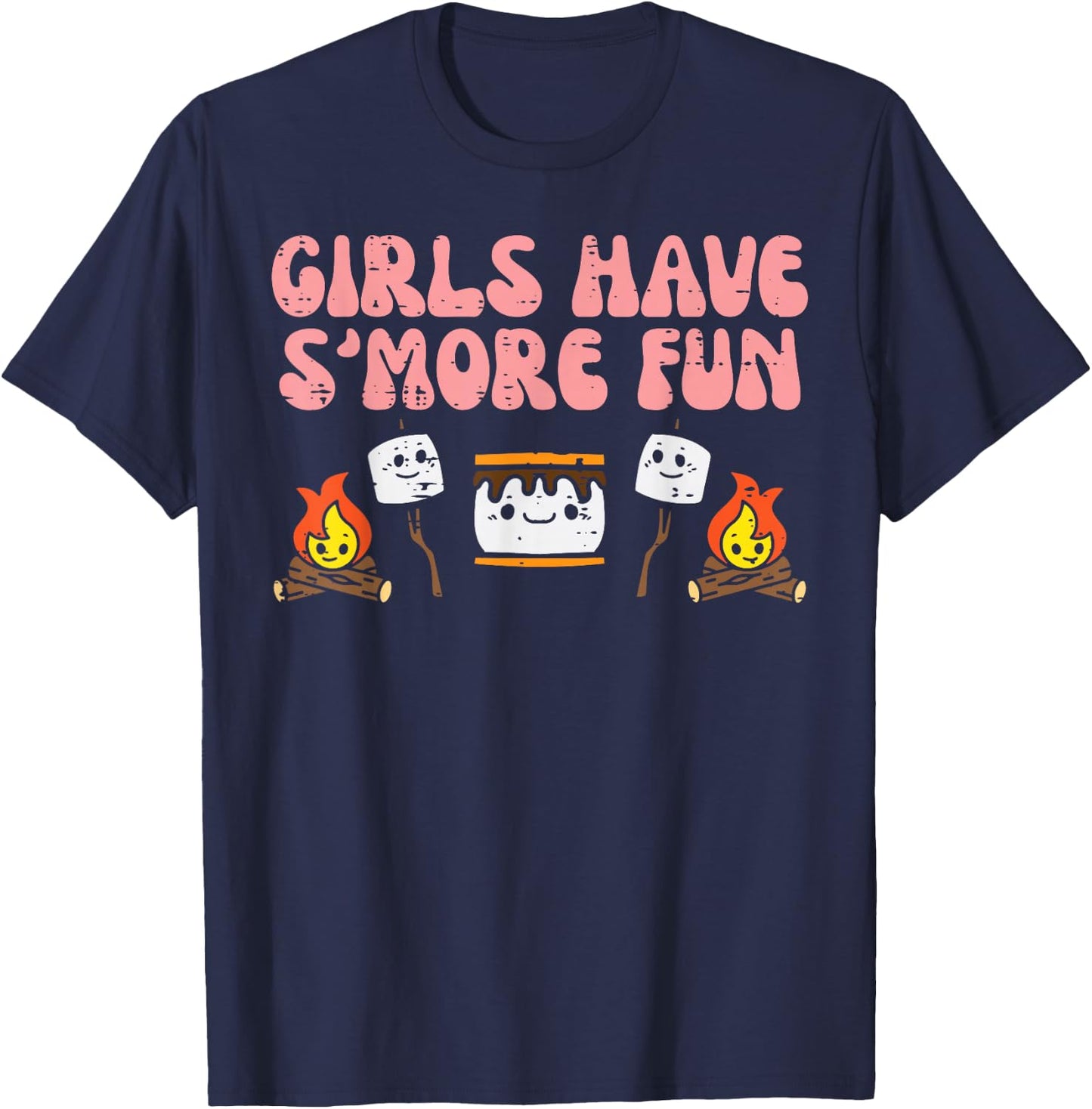 Girls Have Smore Fun Camping Friends Camp Women Girl Kids T-Shirt - T-Shirt | Navy