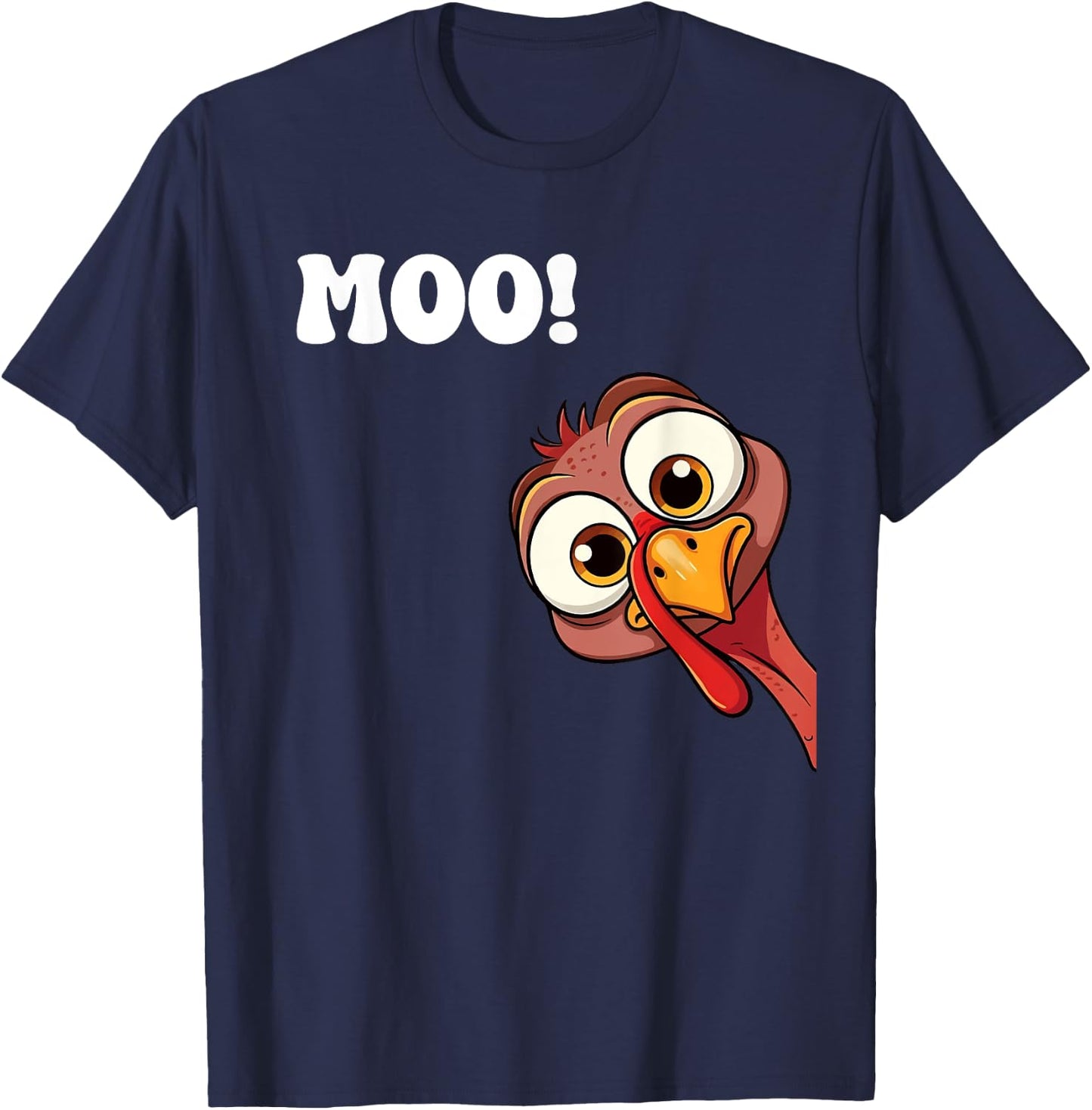 Turkey Cow Moo Funny Fall autumn Thanksgiving Saying T-Shirt - T-Shirt | Navy