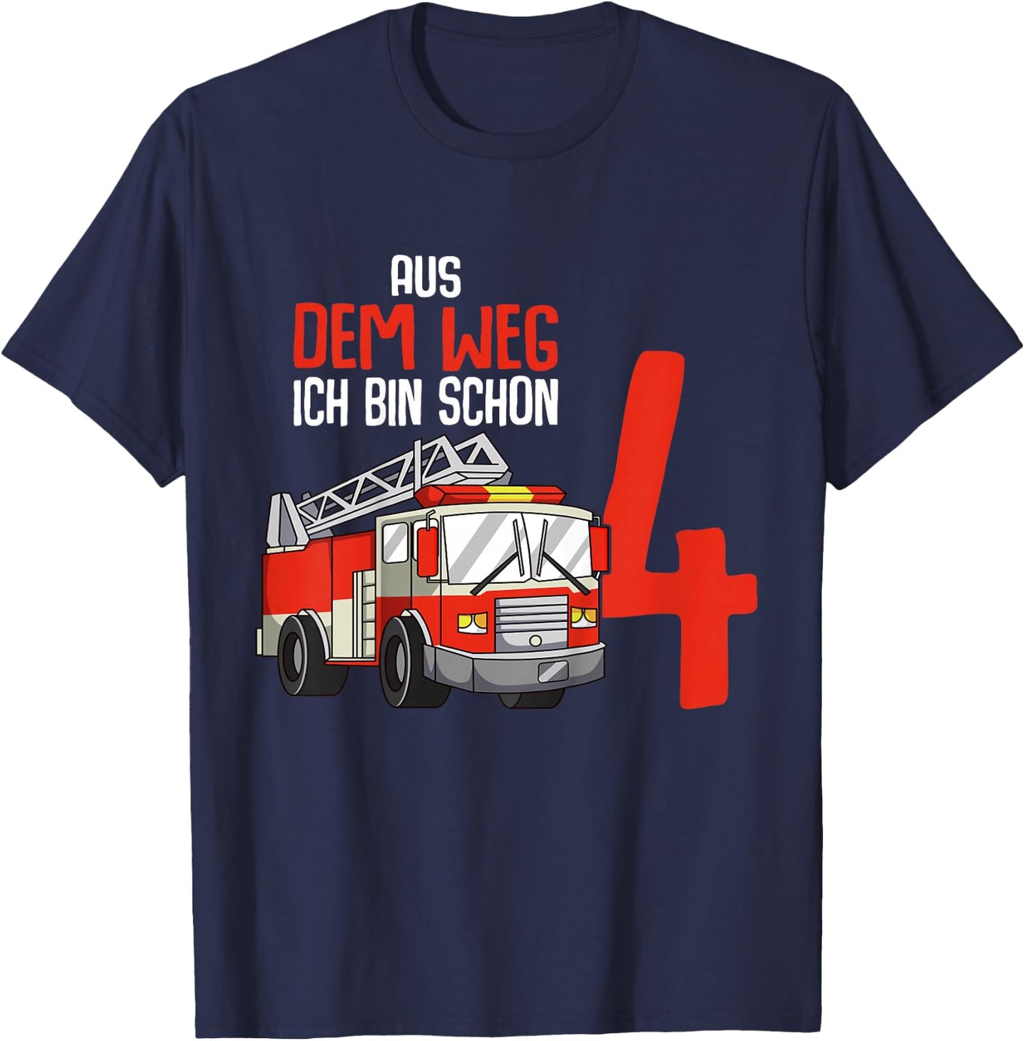 4. Geburtstag Feuerwehr 4 Jahre Kinder Junge T-Shirt - T-Shirt | Navy