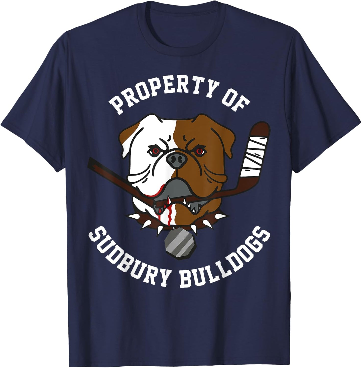 funny bulldog property of sudbury bulldogs pet dog Vintage T-Shirt - T-Shirt | Navy
