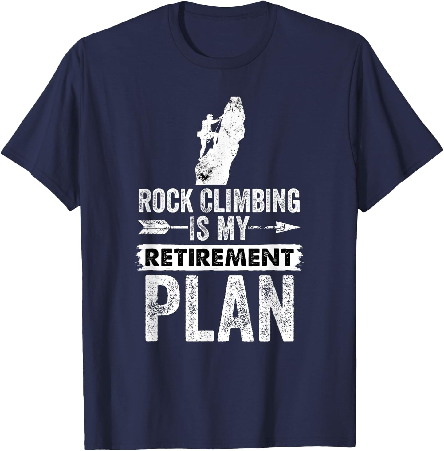 Funny Rock Climbing is My Retirement Plan Retro Vintage T-Shirt - T-Shirt | Navy