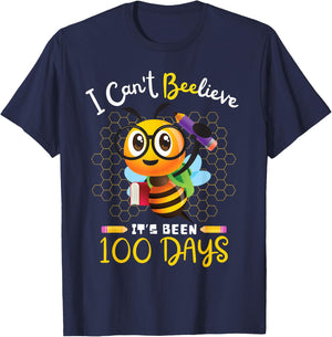 I Can't Believe it's Been 100 Days 100th Day Of School Bee T-Shirt - T-Shirt | Navy