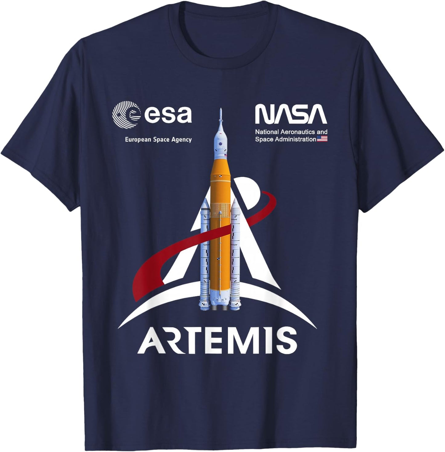 NASA Artemis SLS Mission ESA und Worm Logo T-Shirt - T-Shirt | Navy