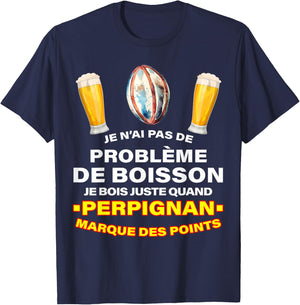 Rugby USAP Supporter Perpignan Essays And Aperitif Beer , Black, S T-Shirt - T-Shirt | Navy