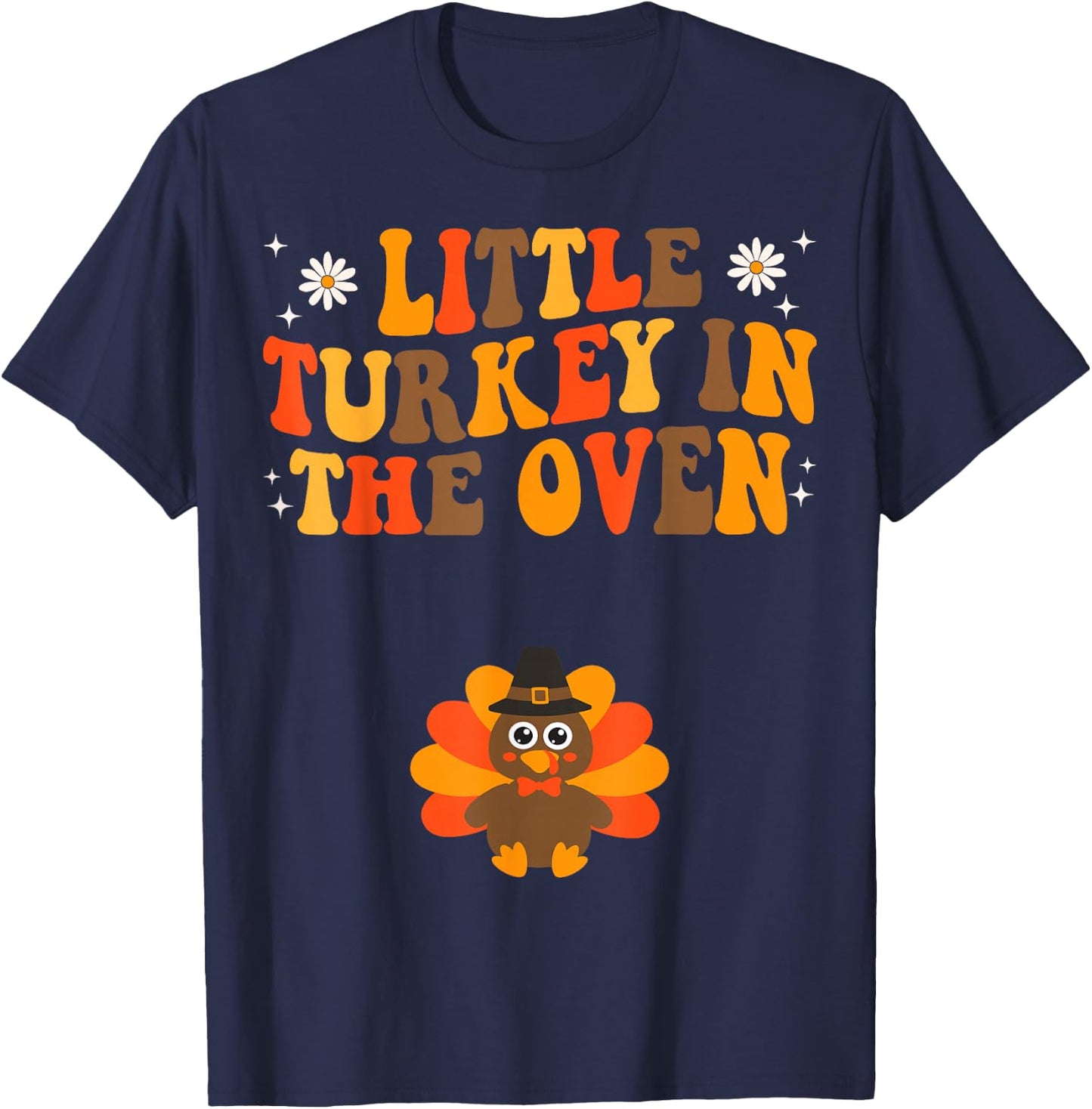 Thanksgiving Pregnancy Announcement Turkey Baby Reveal T-Shirt - T-Shirt | Navy