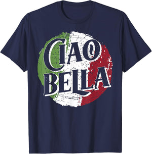 Ciao Bella mit italienischer Flagge, italienisches T-Shirt - T-Shirt | Navy