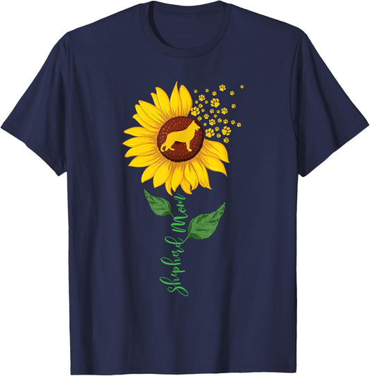 Shepherd Mom - Sunflower Dog Lover Canine Pet Breeder T-Shirt - T-Shirt | Navy