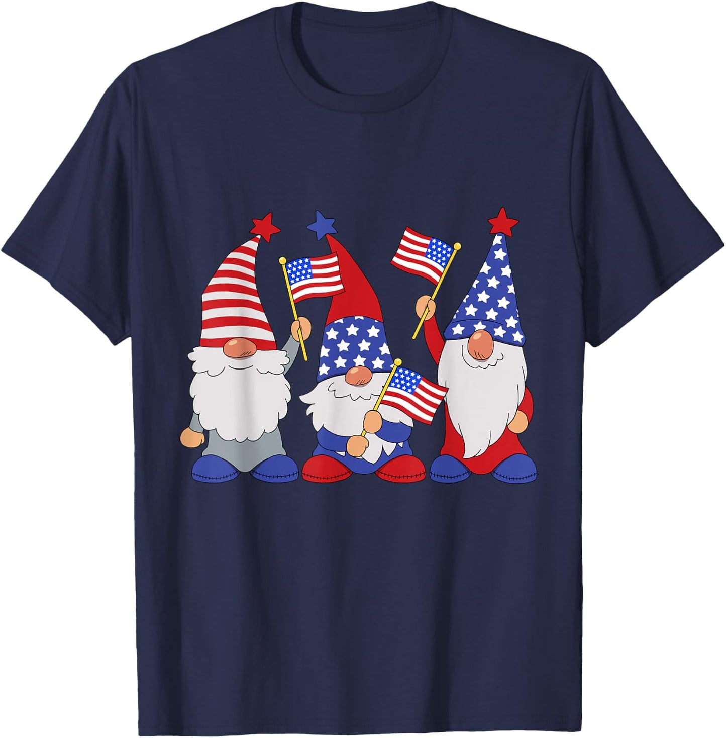 4th Of July 2024 Patriotic Gnomes Funny American USA T-Shirt - T-Shirt | Navy