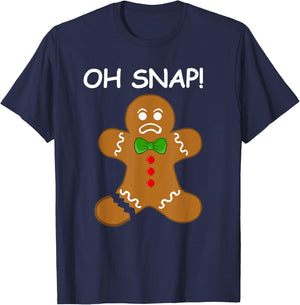 Oh Snap! Gingerbread Man Cookie Funny Broken Leg Baking T-Shirt - T-Shirt | Navy