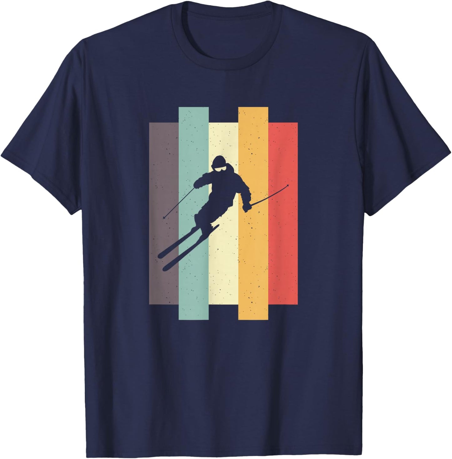 Skier Skiing Après Ski Retro , black T-Shirt - T-Shirt | Navy