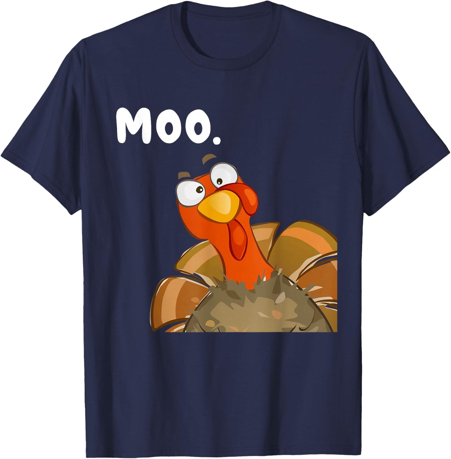 Turkey Moo Funny Thanksgiving Fake Cow Women Kids T-Shirt - T-Shirt | Navy