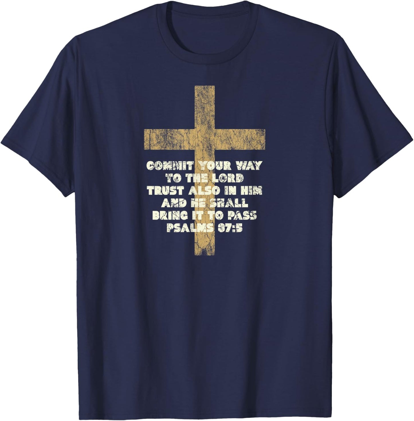 Psalms 37:5 Commit Your Way to the Lord Bible Verse T-Shirt - T-Shirt | Navy