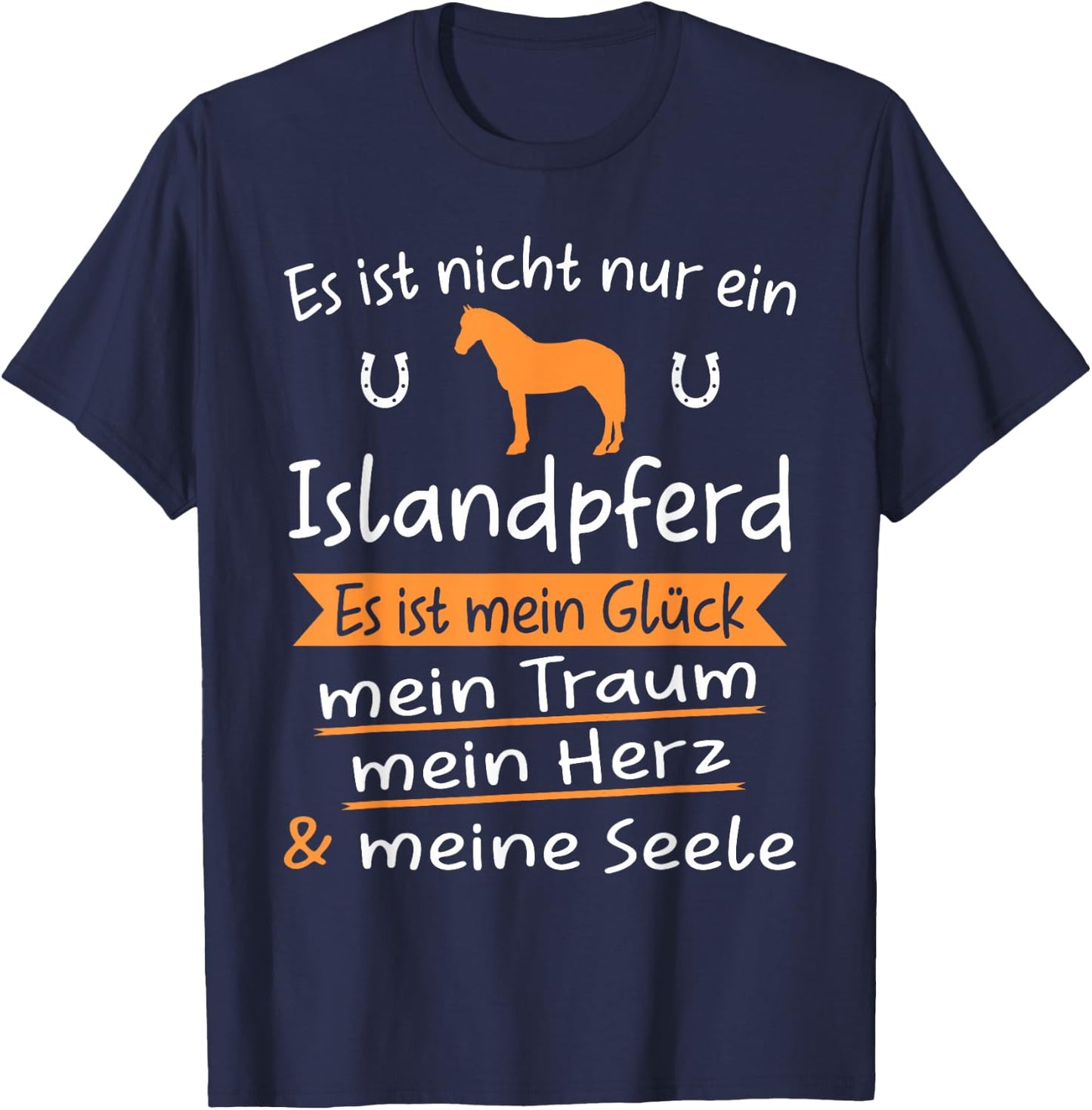 Iceland Horse with Iceland Pony Design, black T-Shirt - T-Shirt | Navy