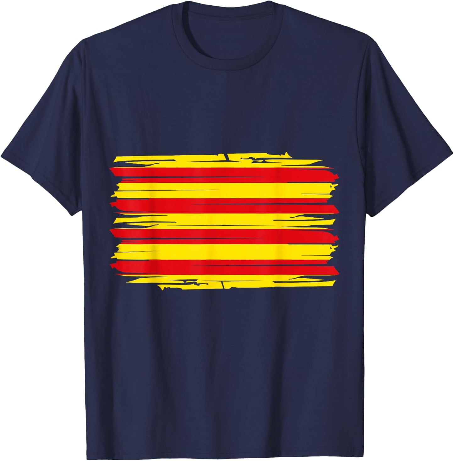 Catalan Flag , Black, S T-Shirt - T-Shirt | Navy