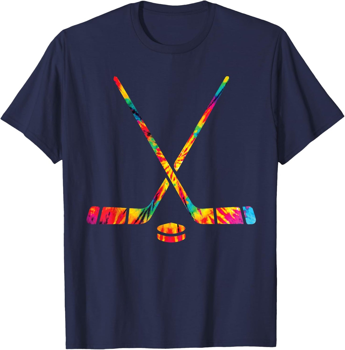 Ice Hockey Tie Dye Rainbow Kids Boys Teenage Men Girls Cool T-Shirt - T-Shirt | Navy