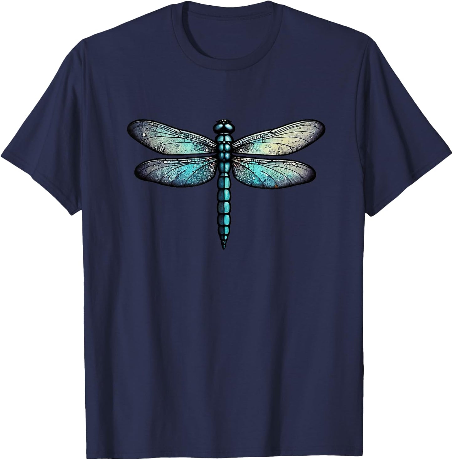 Dragonfly simple bug aqua and blue hues illustration T-Shirt - T-Shirt | Navy