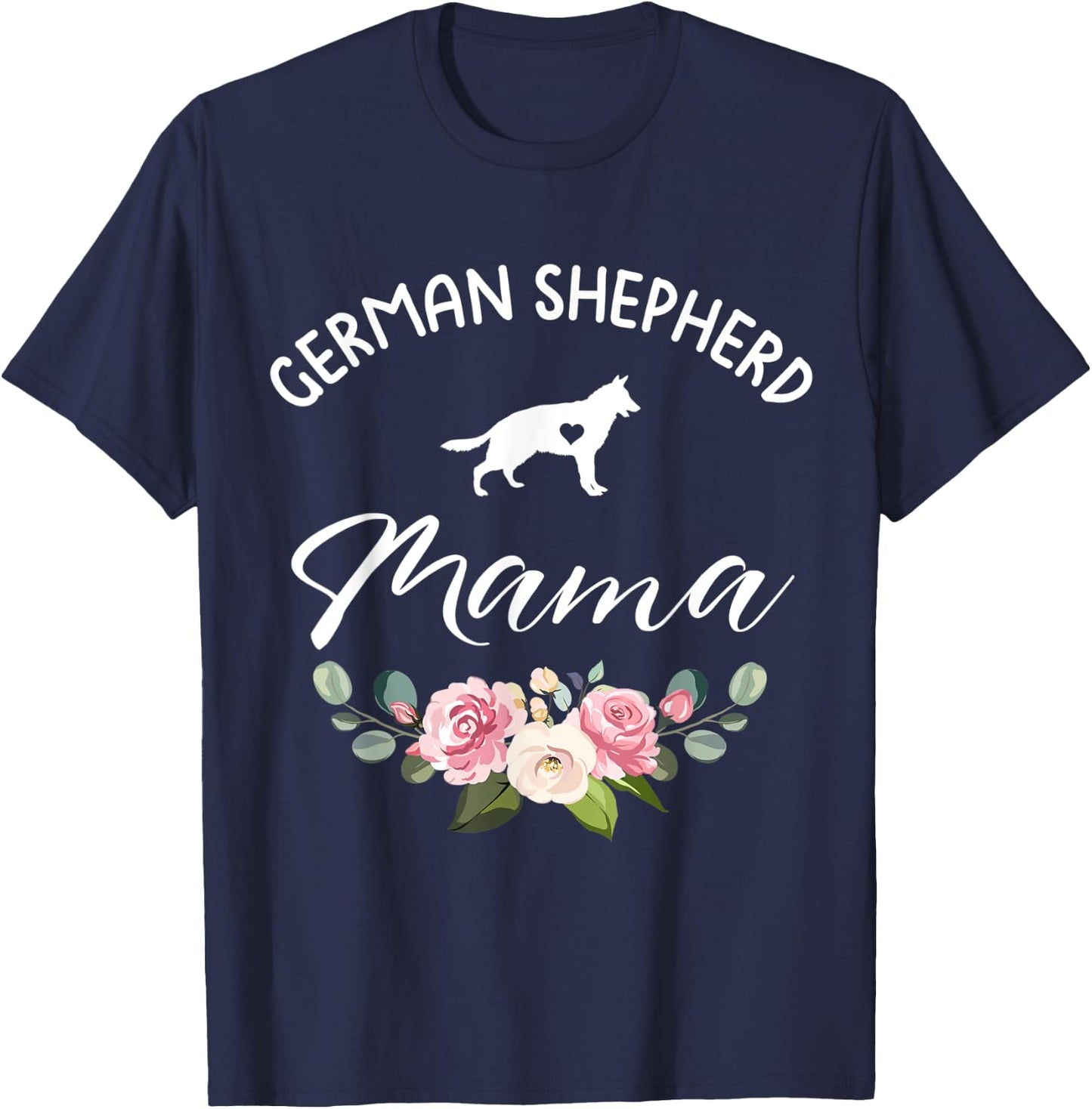 German Shepherd Dog Mama Silhouette Mom Mother's Day T-Shirt - T-Shirt | Navy