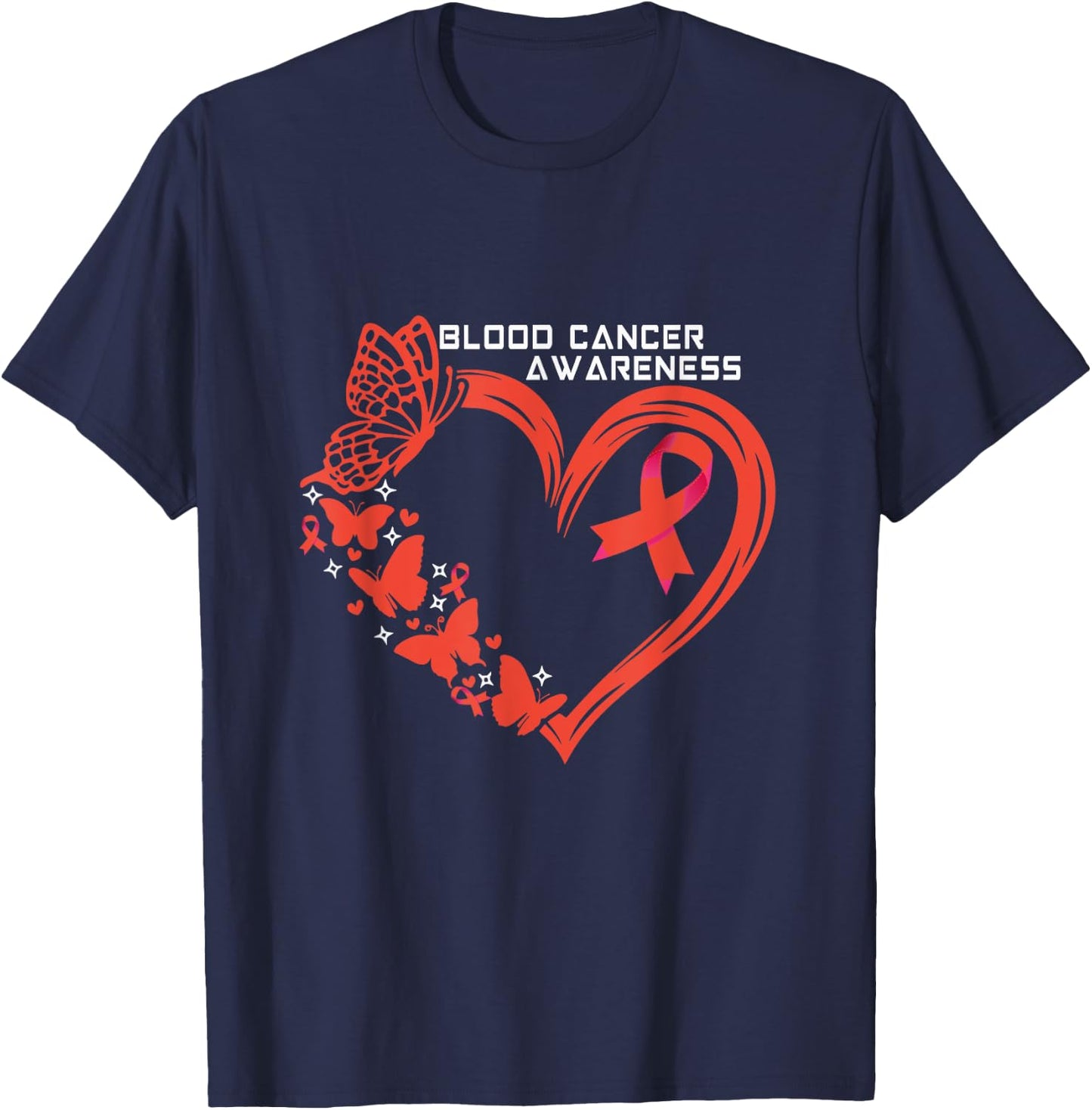 Blood Cancer Awareness Heart Blood Cancer Warrior T-Shirt - T-Shirt | Navy