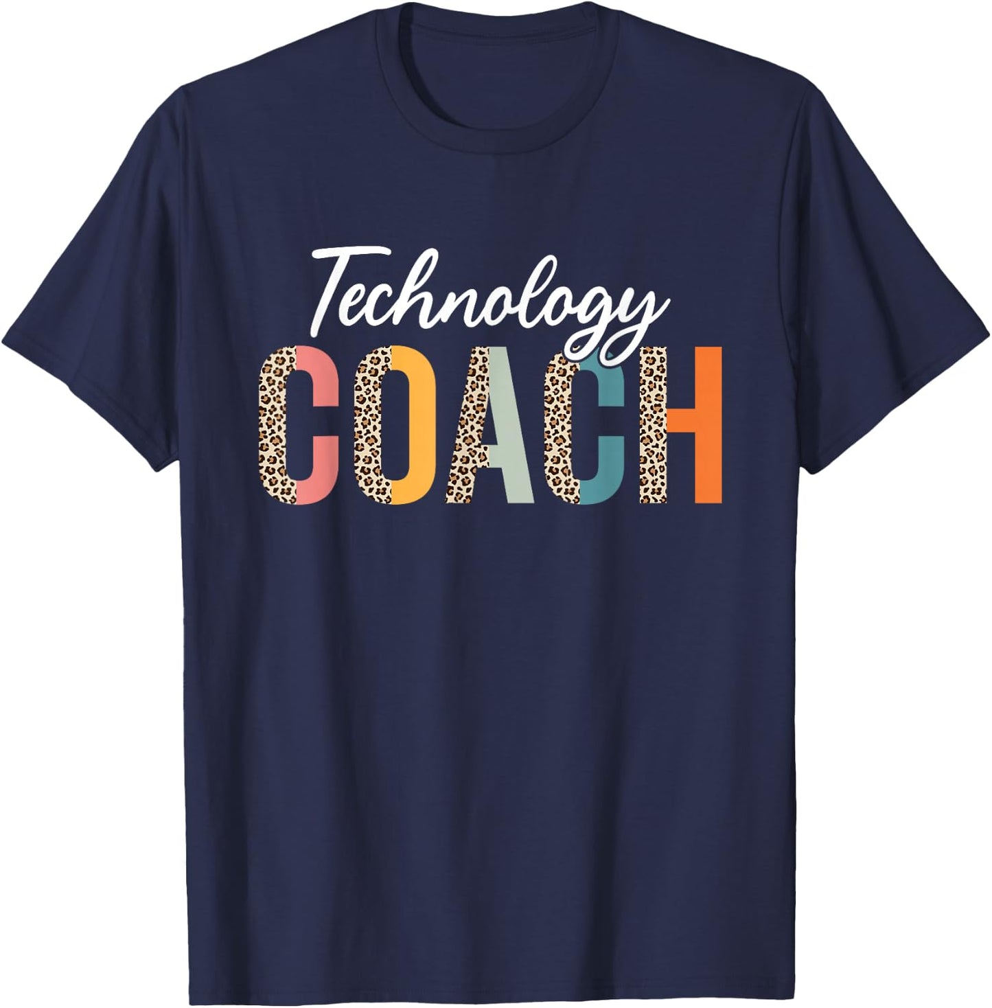 Teacher Technique Coach Leopard Design T-Shirt - T-Shirt | Navy