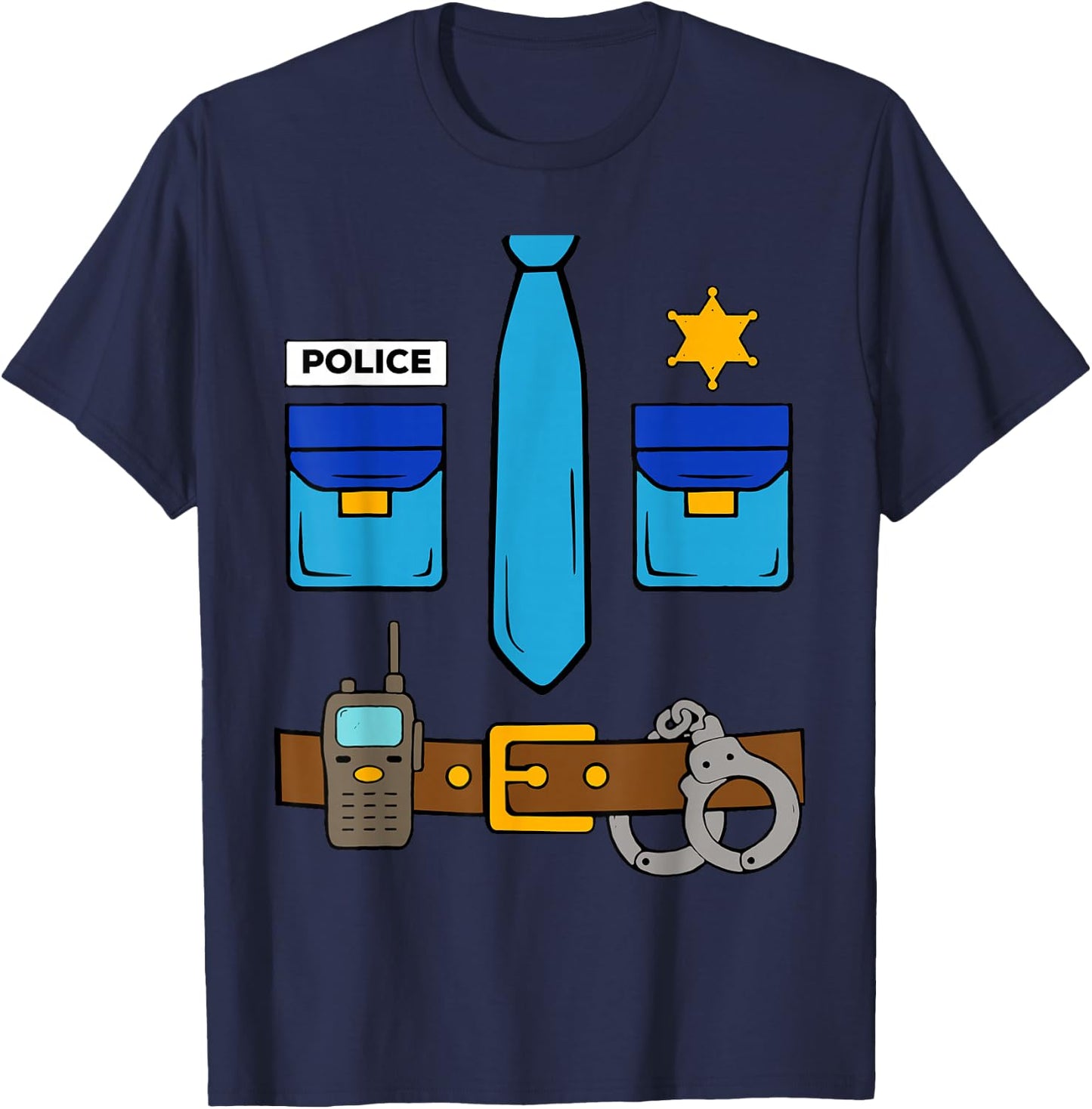 Police Costume Cool Easy Halloween Boys Children Kid T-Shirt - T-Shirt | Navy