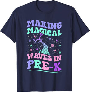 Prek back to school mermaid making magical waves in Pre-K T-Shirt - T-Shirt | Navy